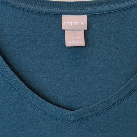 Chico's Teal V-neck Long Sleeve Top - Picture 2 of 6